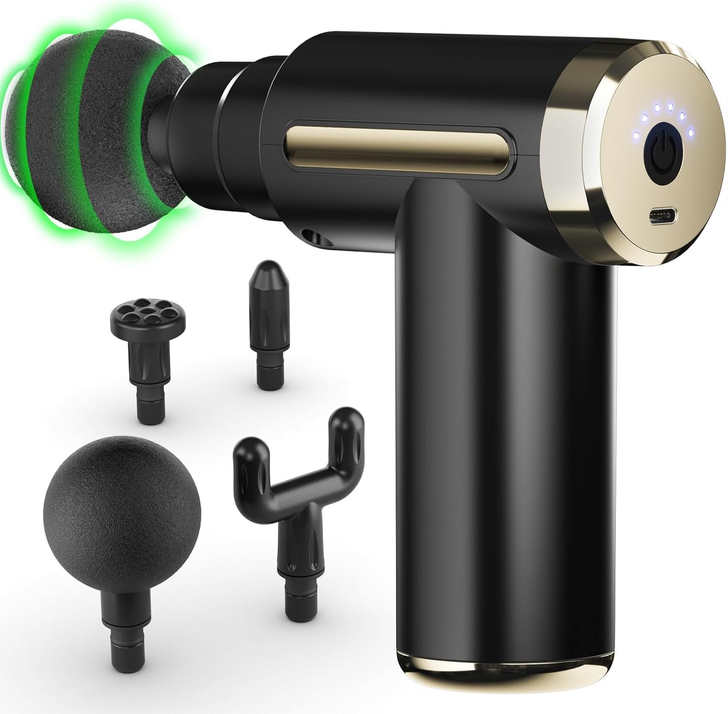 Well More Massage Gun Deep Tissue for Pain Relief with 4 Massage Heads & 6 Speeds, Electric Mini Handheld Body Massager for Any Pain Relief