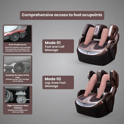 WELL MORE HJ 868 Leg Foot & Calf Massager For Pain Relief Heating Therapy Vibration,Compression Feet Leg Massager for Circulation, Relief,Shiatsu Kneading Vibration Feet and Calves 2 Year Warranty (Brown)