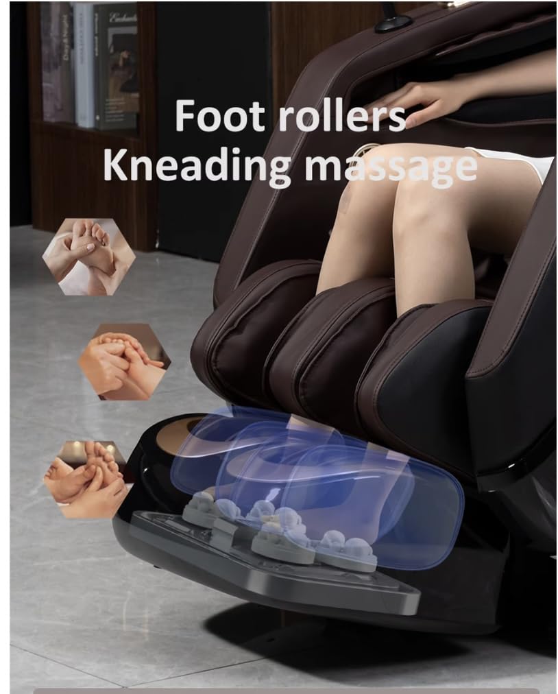 WELL MORE  5D Full Body Recliner Zero Gravity Massage Chair With Heating (Brown and Beige)