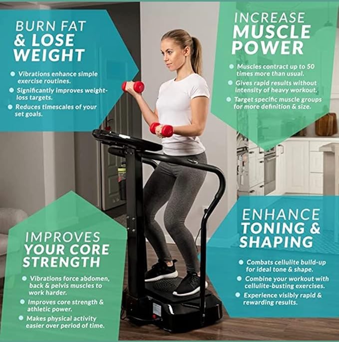 WELL MORE Crazy Fit Machine Vibration Home & Gym Workout for Full Body, Weight Loss 1 to 99 Speed Levels Pro Model Upgraded Design with Silent Motors and Built in Speakers 1 Year Warranty