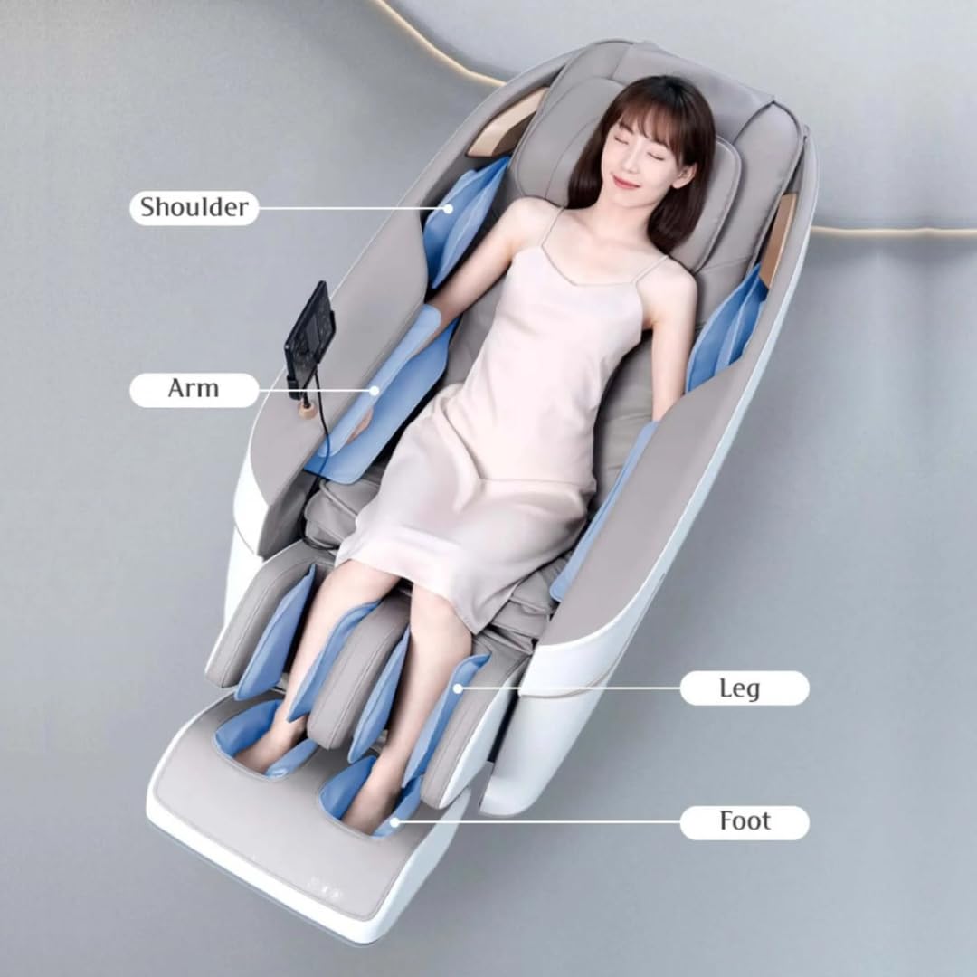 WELL MORE  RelaxLuxe Full Body Recliner Zero Gravity Massage Chair – Shiatsu, Air Compression, Heat Therapy, Bluetooth, Touchscreen Control – Ultimate Relaxation for Home & Office 5 Year