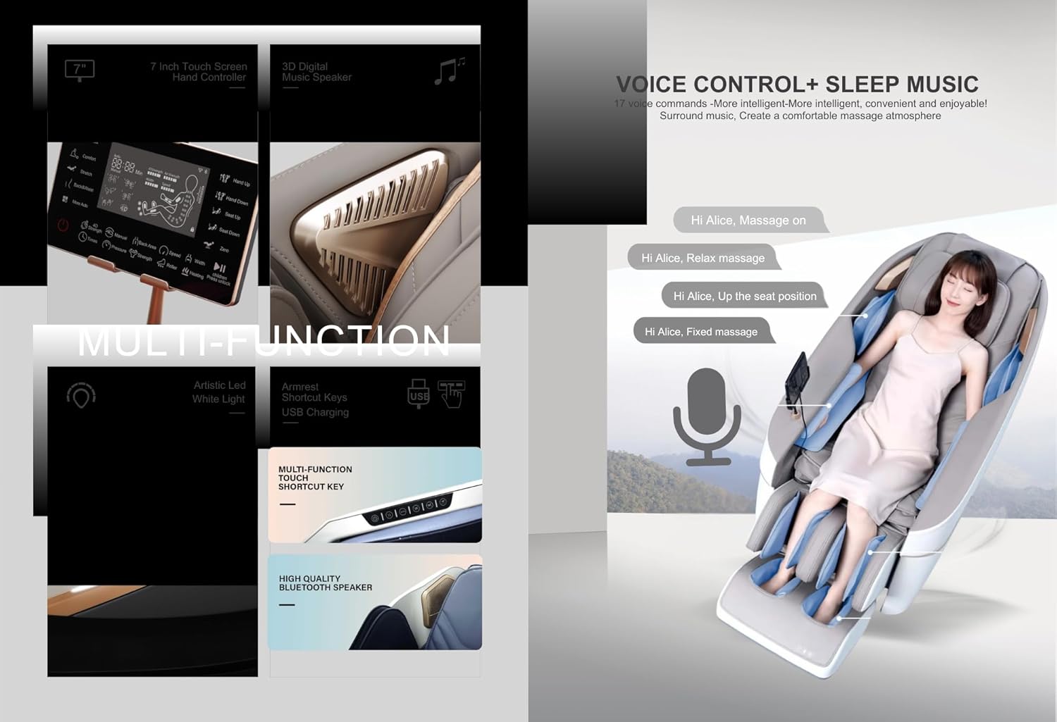 WELL MORE  5D Full Body Recliner Zero Gravity Massage Chair With Heating (Brown and Beige)