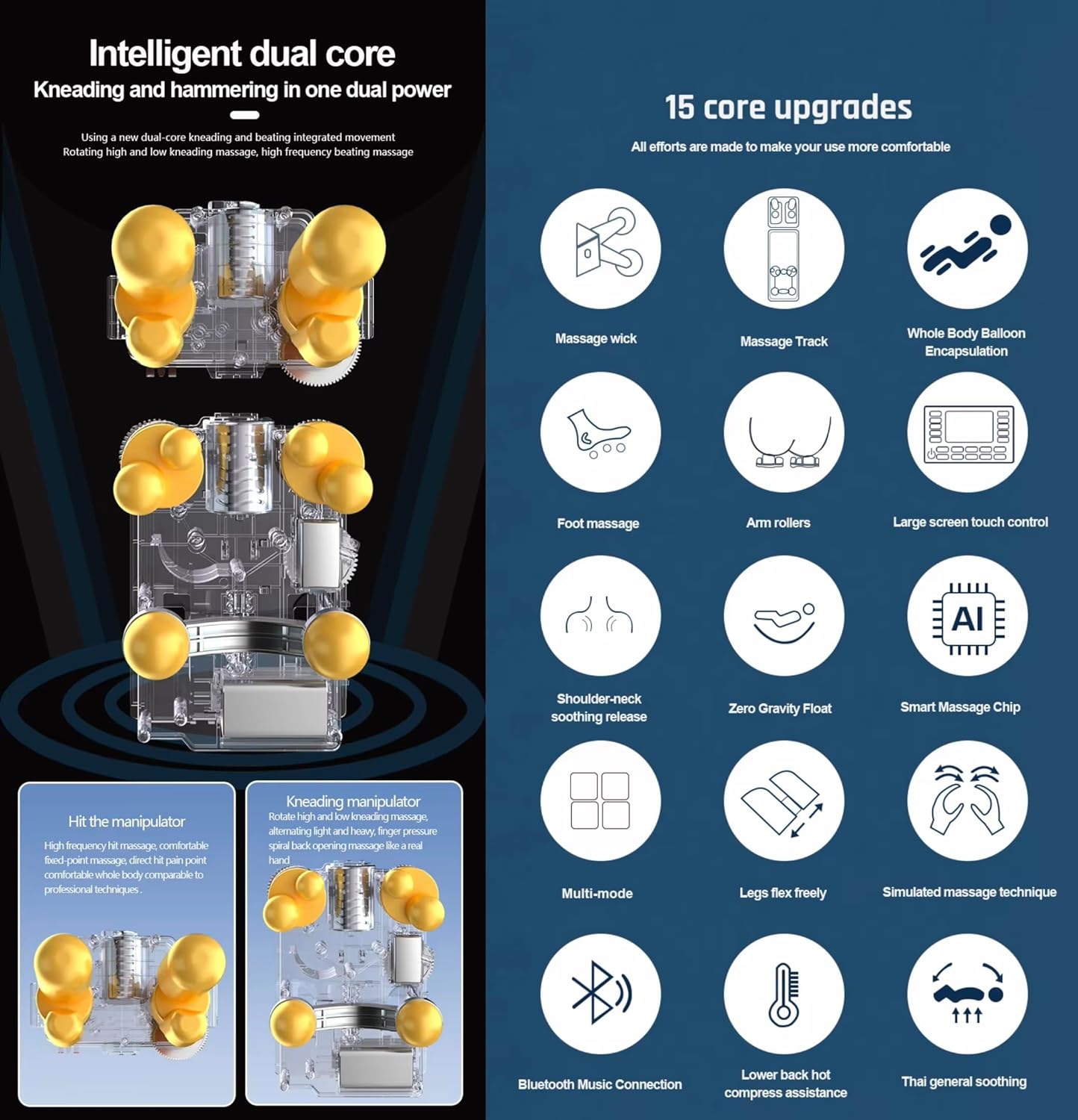 WELL MORE  RelaxLuxe Full Body Recliner Zero Gravity Massage Chair – Shiatsu, Air Compression, Heat Therapy, Bluetooth, Touchscreen Control – Ultimate Relaxation for Home & Office 5 Year