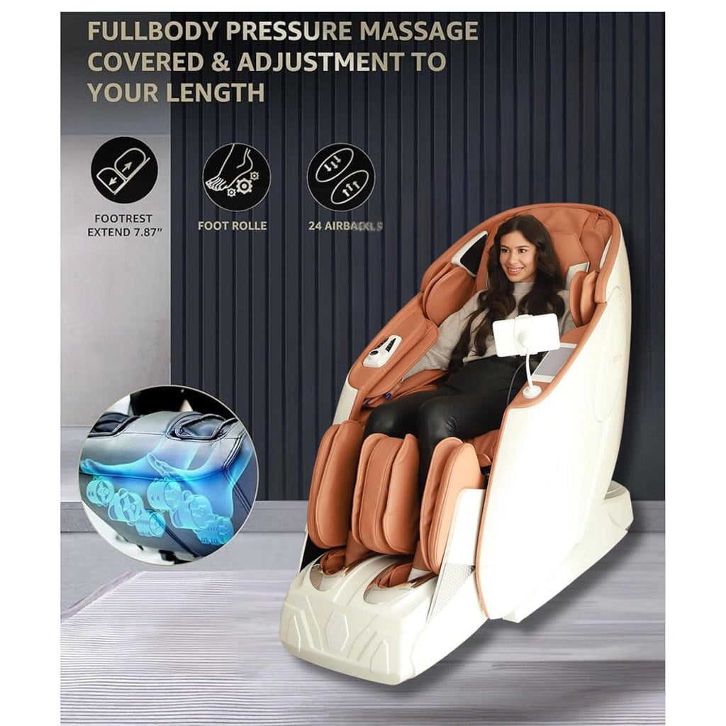 Well More Z91 Full Body Massage Chair Automatic Leg Extension with Touch Screen Remote with 1 Year Warranty
